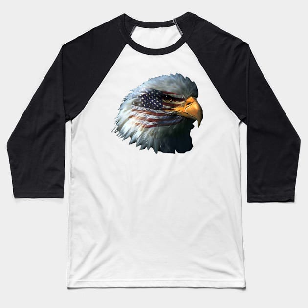 AMERICAN FLAG BALD EAGLE PATRIOTIC Baseball T-Shirt by colormecolorado